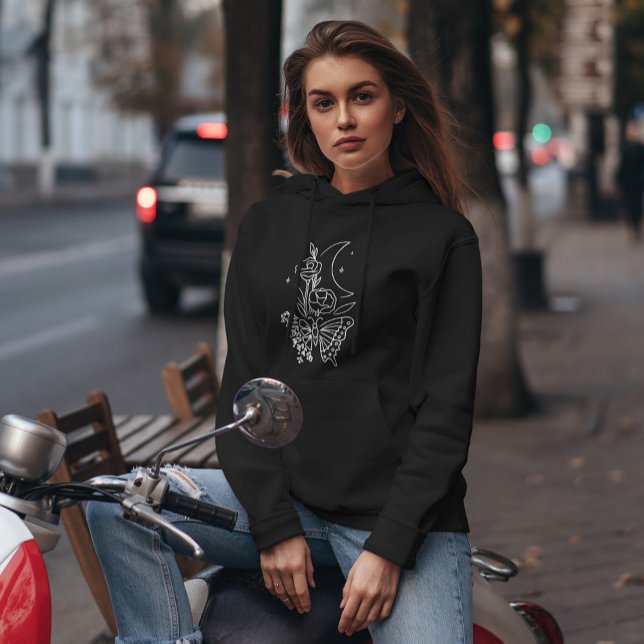 Sudadera Moda de la luna de la luna de la flor de mariposa (Subido por el creador)