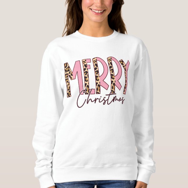 Sudadera Moda Leopard y Pink Merry Xmas (Anverso)