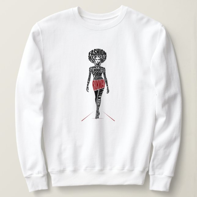 Sudadera Modelo de pasarela de moda afroamericana (Anverso del diseño)
