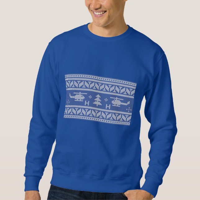 Sudadera Modelo del navidad de la aviación del helicóptero (Anverso)