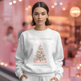 Sudadera Modern Blush Christmas Tree – Personalized Holiday