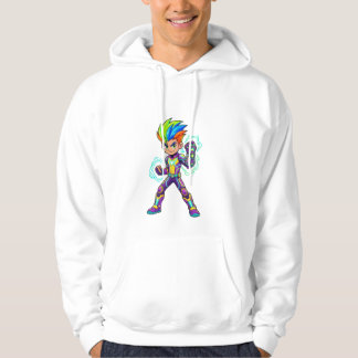 Sudadera Modern Cyberpunk Anime Boy & Majestic Golden Lion 