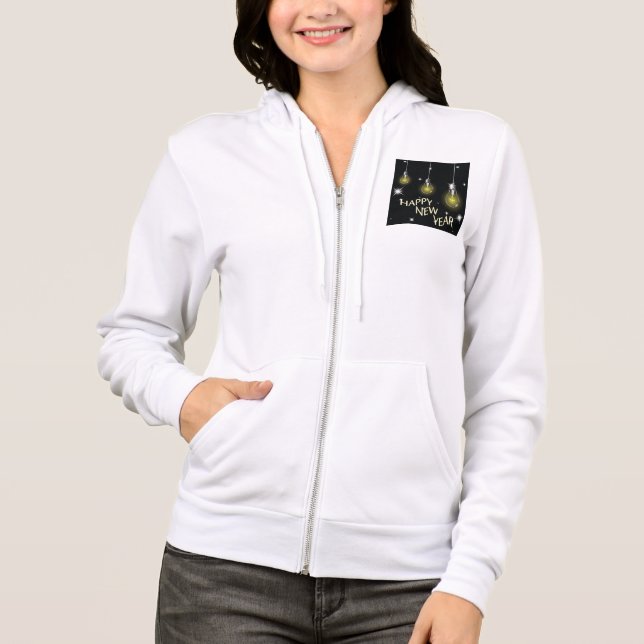 Sudadera Modern Glowing Light Bulbs Happy New Year (Anverso)