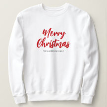Modern Merry Christmas Red Script Family Name