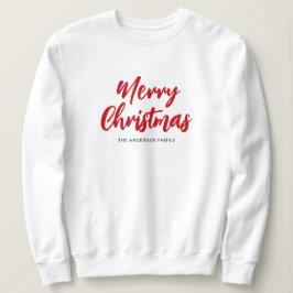 Sudadera Modern Merry Christmas Red Script Family Name
