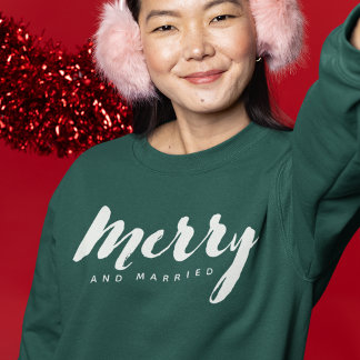 Sudadera Modern Minimalist Merry and Married Script Custom