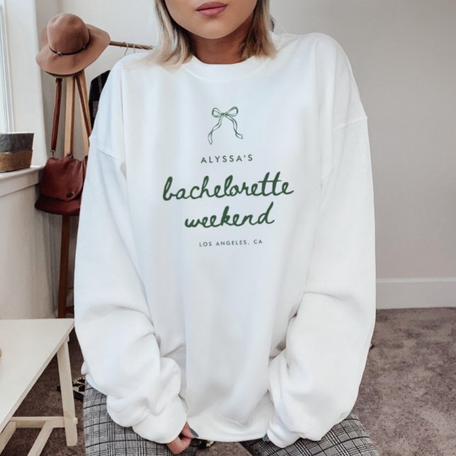 Sudadera Modern Script Green Coquette Bachelorette Weekend (Subido por el creador)