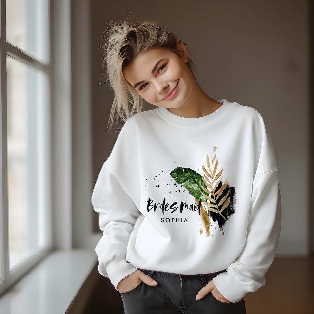 Sudadera Moderna bistrorresta tropical botánica abstracta (Subido por el creador)