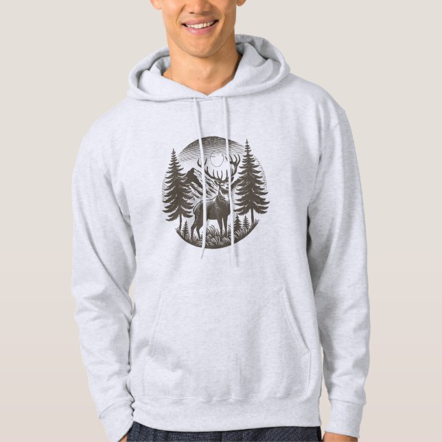 Sudadera moderna con escena de ciervos grises de l (Anverso)