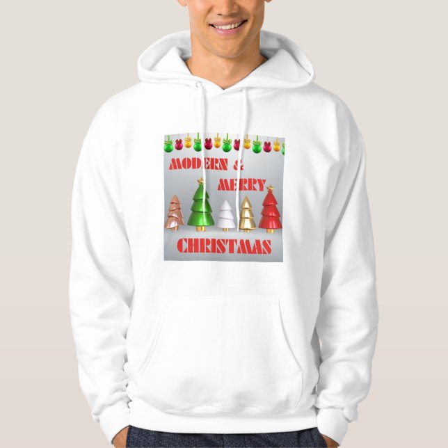 Sudadera Moderna Feliz Navidad Camiseta de Navidad Hoodie - (Anverso)
