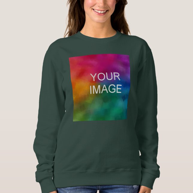 Sudadera Moderna impresión frontal femenina profunda verde  (Anverso)