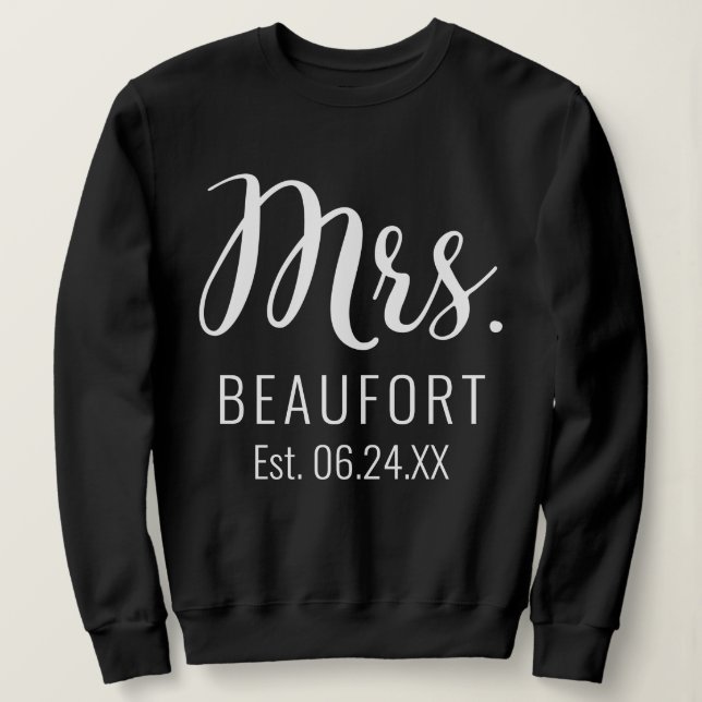Sudadera Moderno Black & White Mrs Sweatshirt Para Novia (Anverso del diseño)