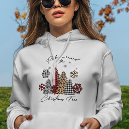 Sudadera Moderno Boho Snowflakes Tartán Cute Árbol de Navid