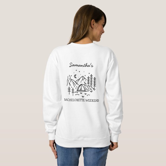 Sudadera Moderno Camping Simple Bachelorette Party Naturale (Reverso completo)