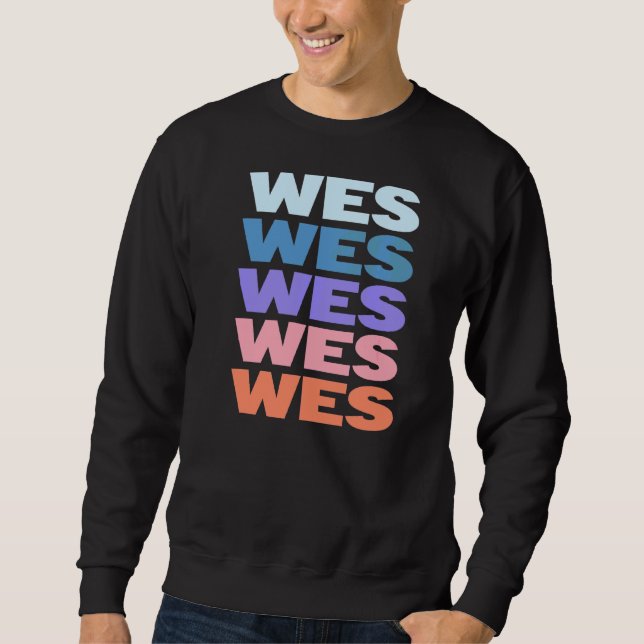 Sudadera Moderno diseño de texto repetido Wes (Anverso)