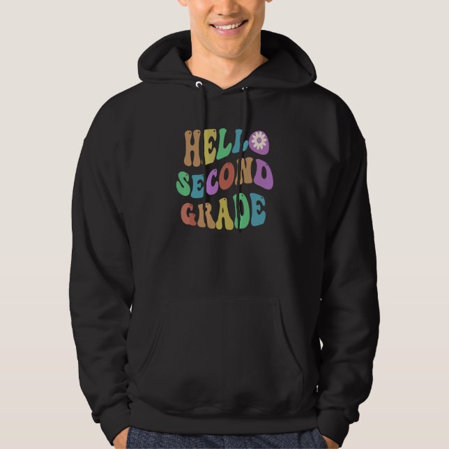 Sudadera Moderno Hola Maestra de Segundo Grado Hola 2do Gr  (Anverso)