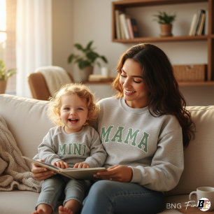 Sudadera Moderno Varsity Mama Minimalista Verde Salvia Día 
