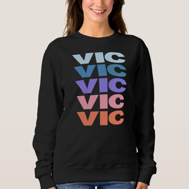 Sudadera Moderno Vic De Diseño De Texto Repetido (Anverso)