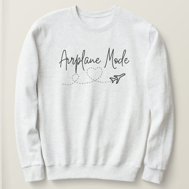 Sudadera Modo avión con corazón en negro (Anverso del diseño)