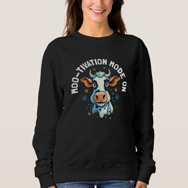 Sudadera Modo de Moo tivación Lindo Activado  Novilla Vaca  (Anverso)