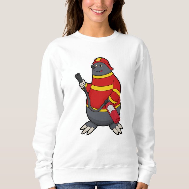 Sudadera Mole como bombero con extintor de incendios (Anverso)
