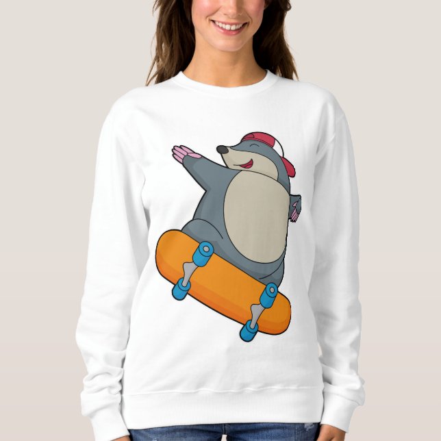 Sudadera Mole como Skater con Skateboard (Anverso)
