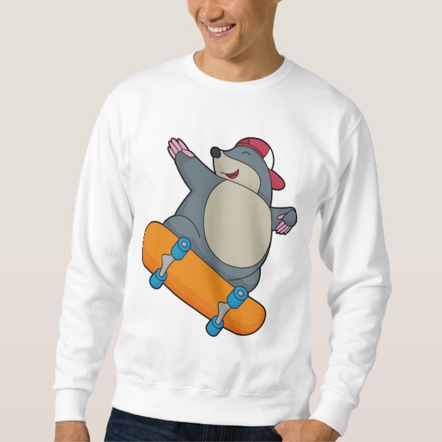 Sudadera Mole como Skater con Skateboard (Anverso)
