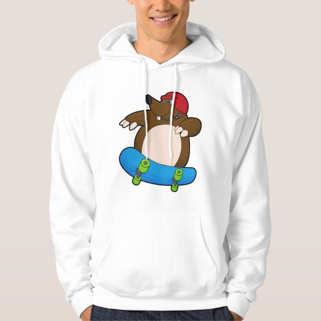 Sudadera Mole como Skater con Skateboard y Helmet (Anverso)