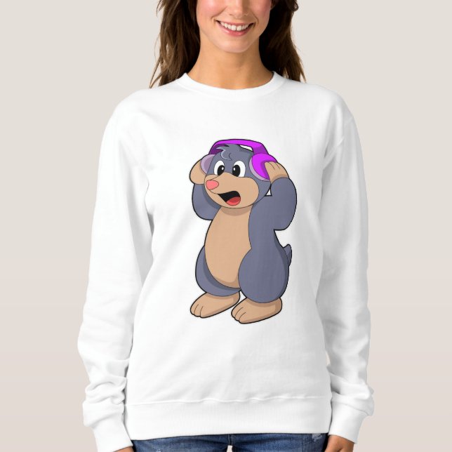 Sudadera Mole en la música con auriculares (Anverso)