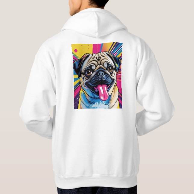 Sudadera Moletom com desenho de pug em pop art 01 (Reverso)