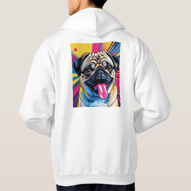 Sudadera Moletom com desenho de pug em pop art 01 (Reverso)