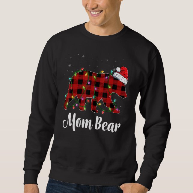 Sudadera Mom Bear Buffalo Red Plaid Matching Family Christm (Anverso)