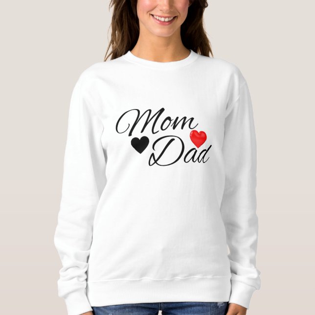 Sudadera Mom & Dad Hearts - Elegant Typography Family Love (Anverso)