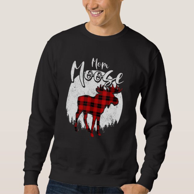 Sudadera Mom Moose Red Plaid Buffalo Matching Family Pajama (Anverso)