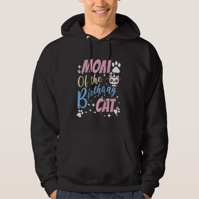 Sudadera Mom of the Birthday Cat Cute Kawaii (Anverso)