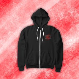 Sudadera MOM WOW gris sobre rojo |