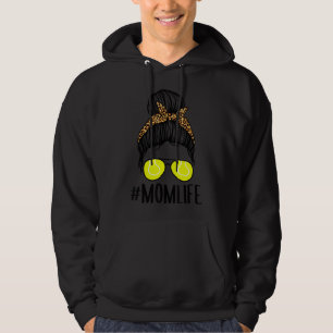 Sudadera Momlife Messy Bun Leopard Tennis Mamá Día de la Ma