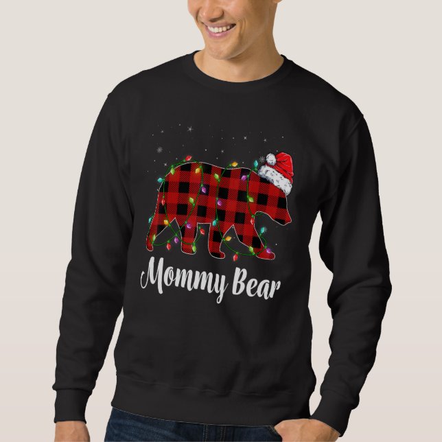 Sudadera Mommy Bear Buffalo Red Plaid Matching Family Chris (Anverso)