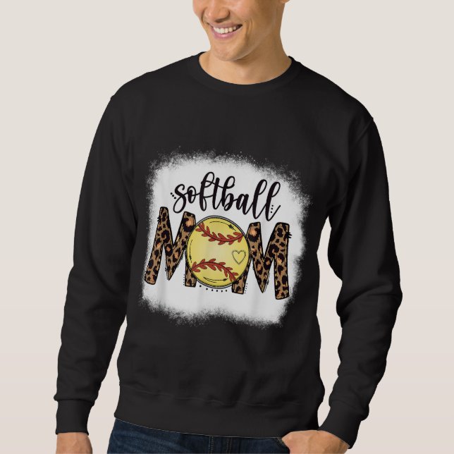 Sudadera Moms Softball Leopard Bleached Women's Softball Mo (Anverso)