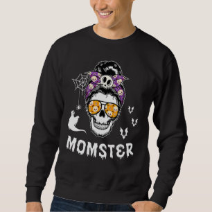 Sudadera Momster Mamá Calavera Moño Desordenado Espeluznant