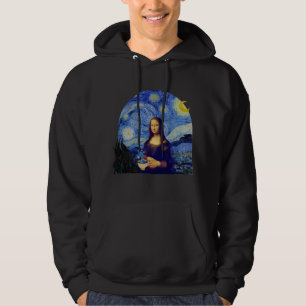 Sudadera Mona Lisa con café en la noche estrellada, - Hoodi