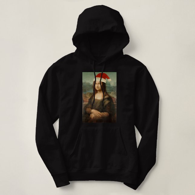 Sudadera Mona Lisa Santa Hat Funny Navidades Arte Para Homb (Diseño del anverso)
