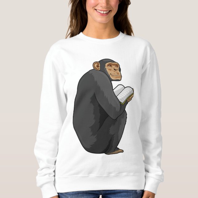 Sudadera Monkey as Nerd with Book (Anverso)