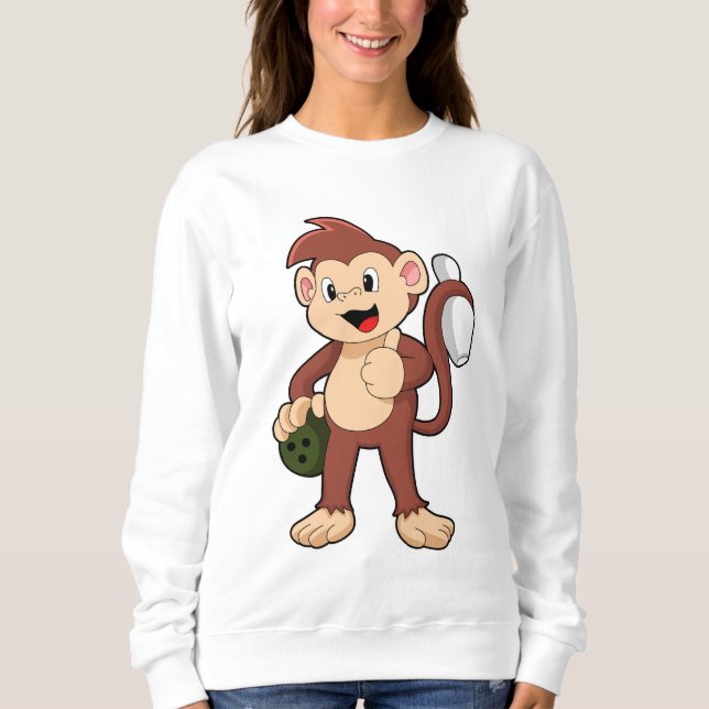 Sudadera Monkey at Bowling with Bowling ball (Anverso)