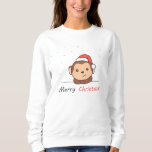 Sudadera Monkey Christmas Snow Winter Animals Monkeys<br><div class="desc">The monkey at Christmas with a Santa hat. Funny animals with gifts and snow for the holidays. A sweet Christmas greeting. Monkeys are cute animals and perfect for Christmas.</div>