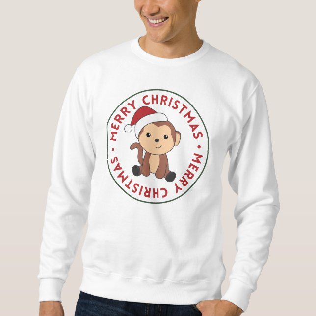 Sudadera Monkey Christmas Snow Winter Animals Monkeys (Anverso)