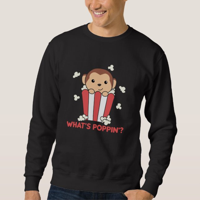Sudadera Monkey Popcorn Whats Poppin Funny Pun (Anverso)