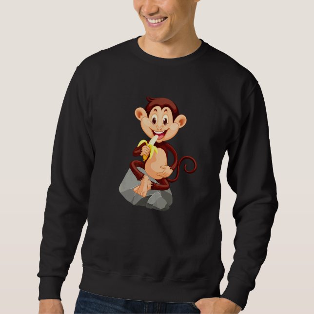 Sudadera Monkey with banana cute monkey   (Anverso)
