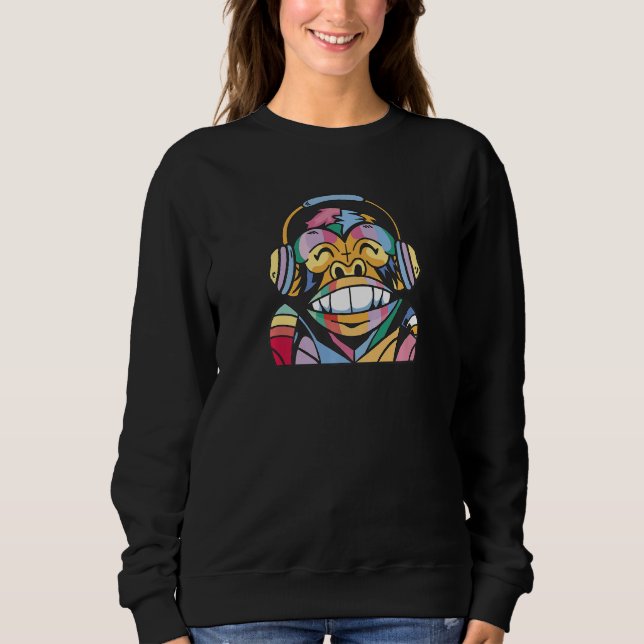 Sudadera Monkey with headphones in rainbow colours for fans (Anverso)