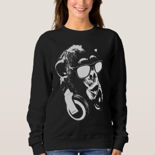 Sudadera Mono chimpancé con auriculares y gafas de sol